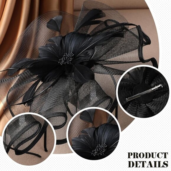 Vintage Mesh Fascinator Headband Feather Hat for Women Girls Tea & Wedding main image 5